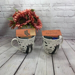 NWT Milly Green cat as a vampire mug with socks